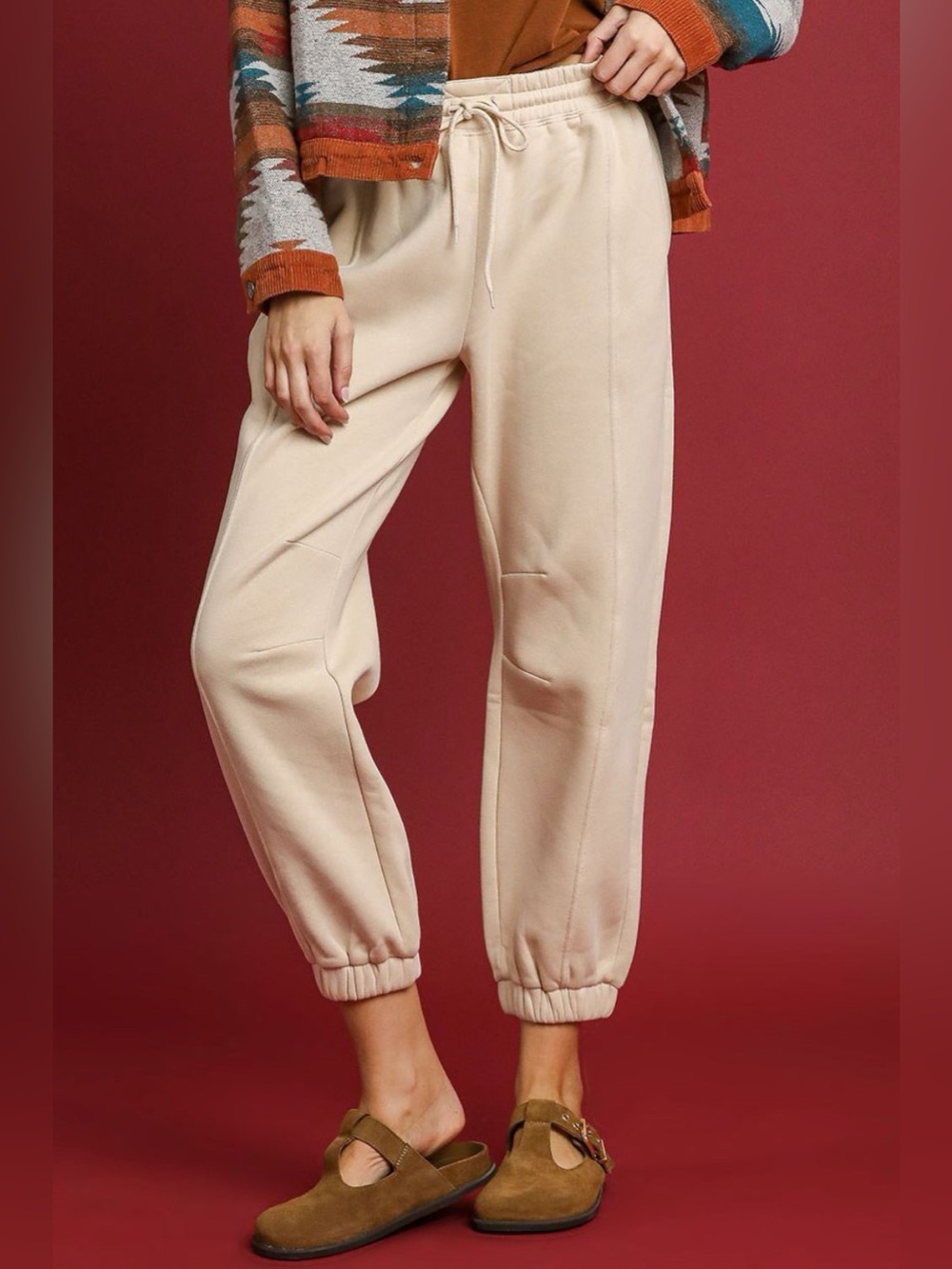 Umgee Fleece Jogger Pants with Drawstring